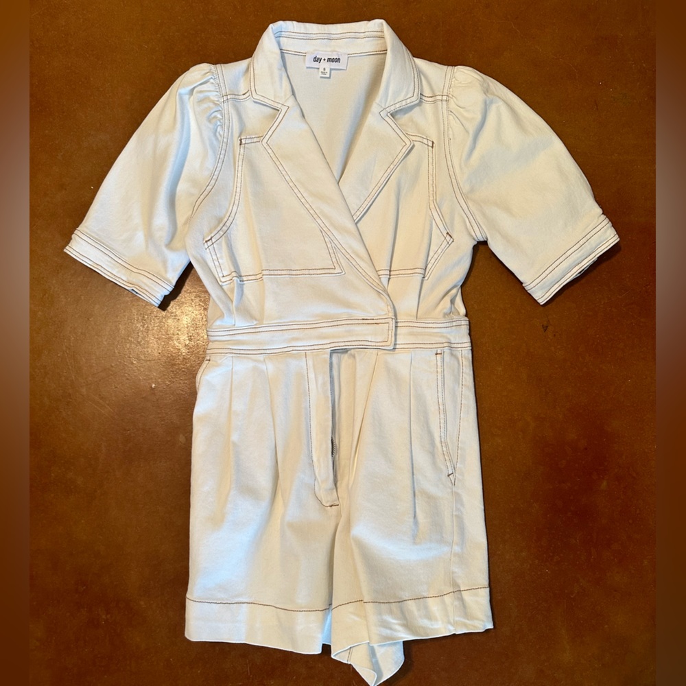 Day+Moon Cream Denim Romper. Size Small. Worn once.